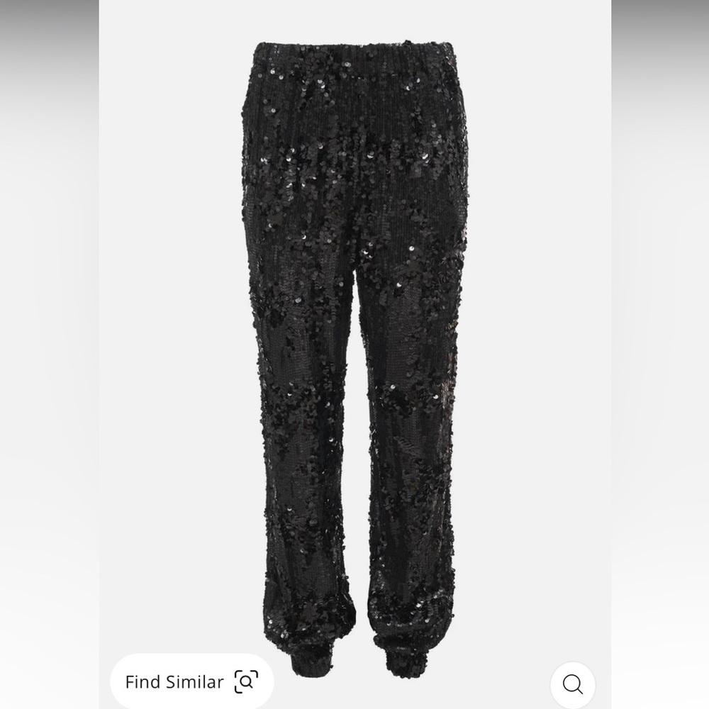 Gold Hawk black sequin joggers, M